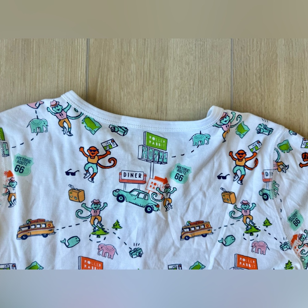 Roller Rabbit On The Road Pajama Set M Long Sleeve Pants EUC Preppy Lounge comfy - Picture 9 of 11